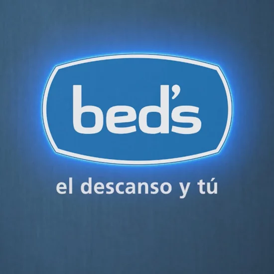 bed's branding letrero logotipo retroiluminado cuadrada