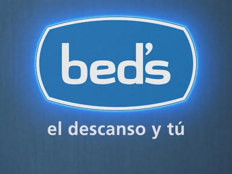 bed's branding letrero logotipo retroiluminado cuadrada