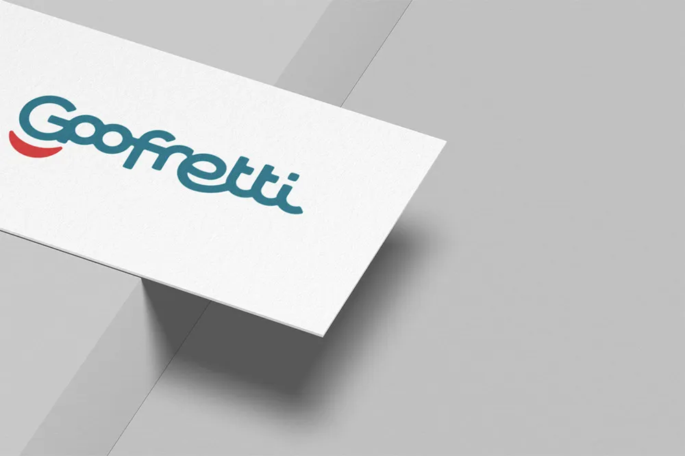 Goofretti branding mockup tarjeta de visita rectangular